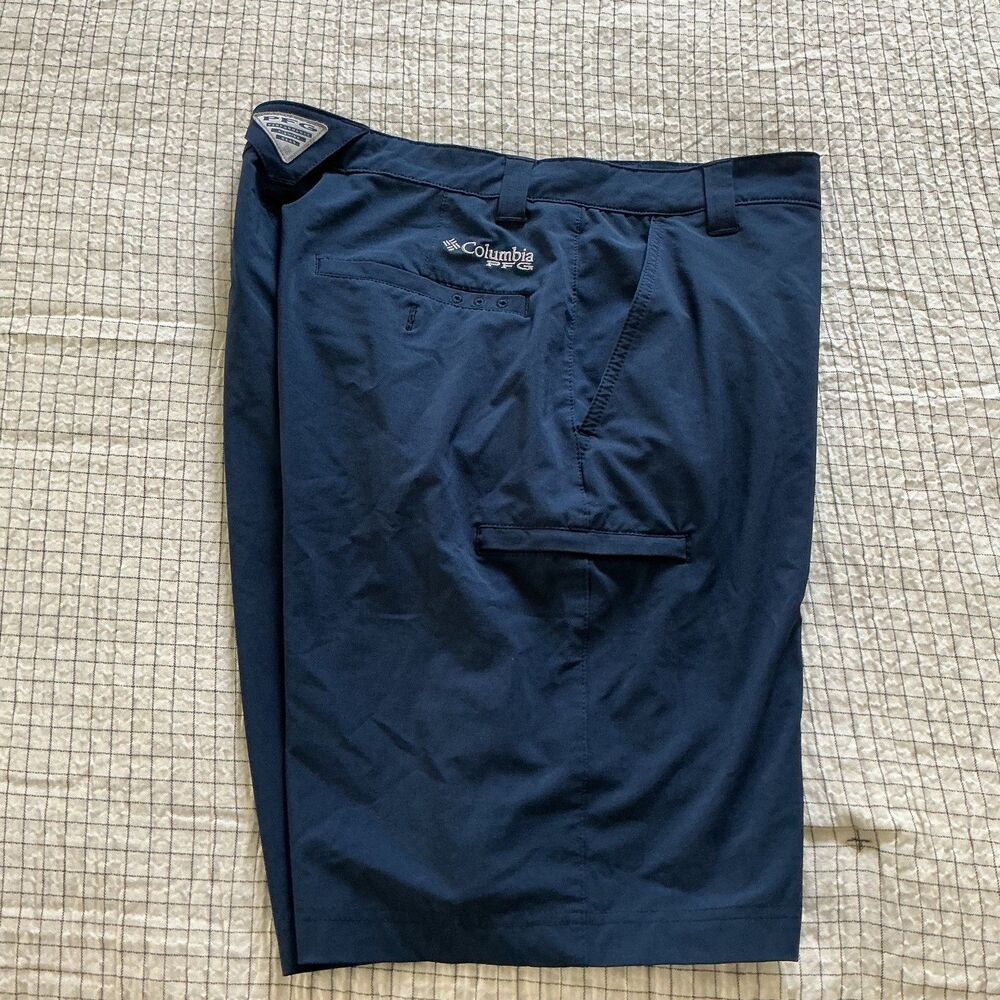 ❤️ Columbia PFG Mens Hiking/Fishing Shorts 30W 10L Navy Nylon Flawless